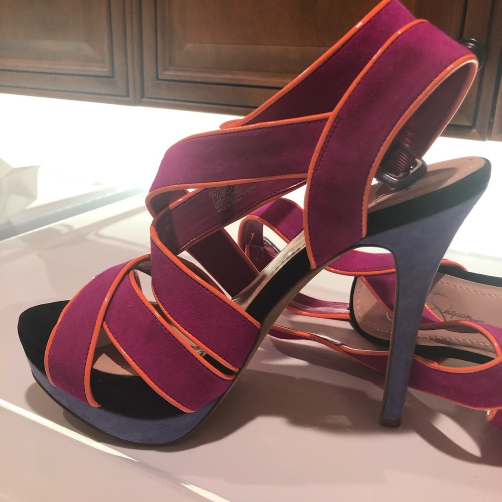 Jessica Simpson Magenta, Orange, Black, Blue Heels
